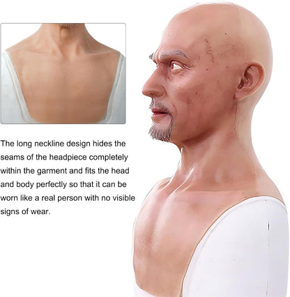 QIAOYIQIAO Charles Silicone Realistic Old Man Face Lifelike Head Mask Handmade Face for Cosplay Crossdresser Transgender