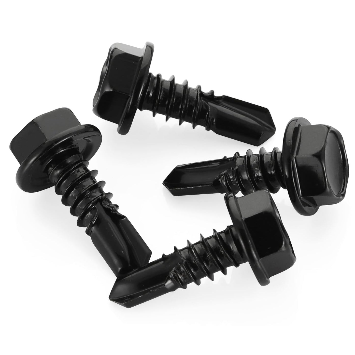 #10 x 1 Hex Washer Head Self Tapping Drilling Screws Black Oxidized, 410 Stainless Steel, 100 PCS