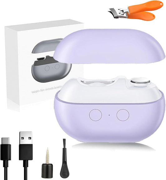 Yosody Nail Clipper, Fanyil Easyclip Smart Nail Clipper, Yosody EasyClip Electric Nails Clippers for Senior, with LED Light & Nails Scraps Storage & Polishing (Purple)