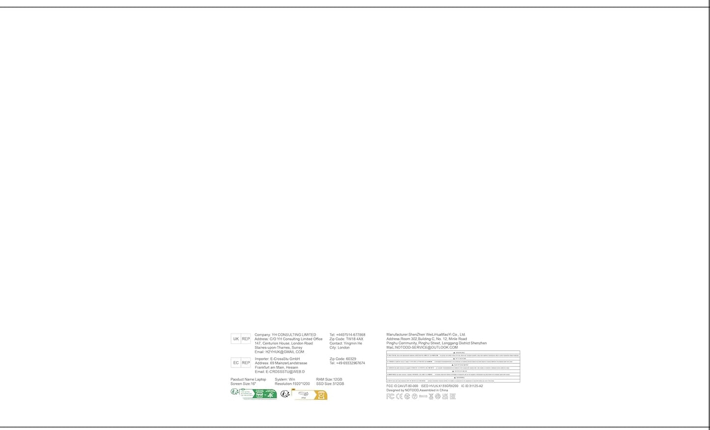 NOTODD Laptop 16" 12GB LPDDR4 512GB SSD Celeron N5095 Up to 2.9Ghz Quad-Core Win 11 PC 1920*1200 2K Screen Dual WIFI Support 2.5" HDD 1TB SSD Expand with Cooling Fan Numeric Keypad for Business-Blue