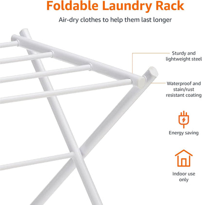 Foldable Portable Laundry Drying Rack for Indoor Air Drying Clothing, 29.4 x 14.8 x 41.9 inches (LxWxH), Chrome Silver