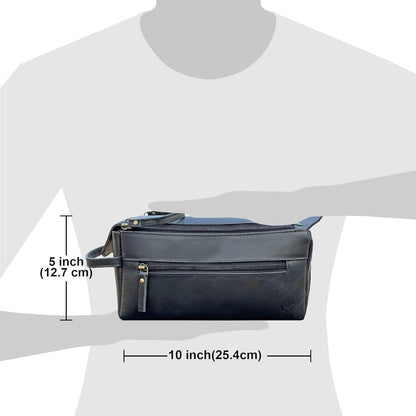 Genuine Leather Travel Toiletry Bag - Hygiene Organizer Dopp Kit by Rustic Town