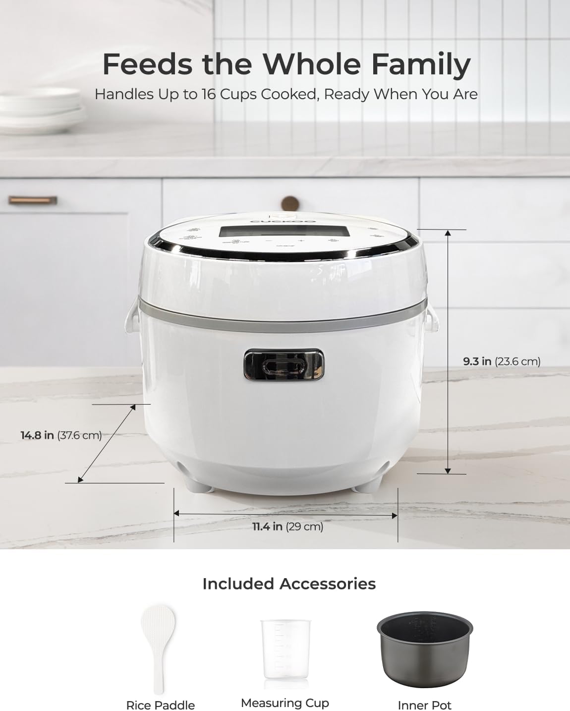 CUCKOO CR-0810F | 8-Cup (Uncooked) Micom Rice Cooker | 9 Menu Options: White Rice, Cake, Soup & More, Nonstick Inner Pot, Designed in Korea | White