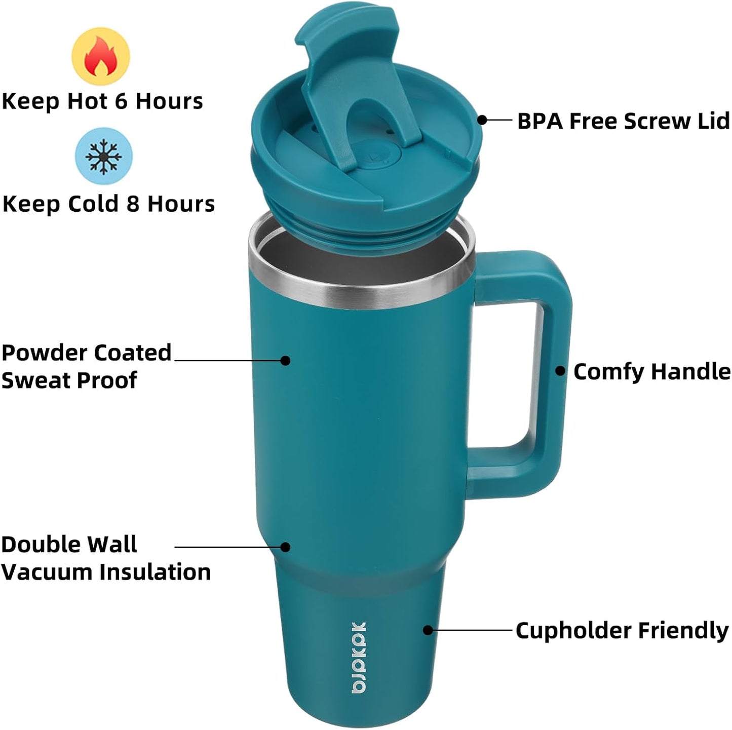 BJPKPK Tumbler with Handle and Straw 30oz Insulated Tumbler Cups with Lid Stainless Steel Travel Coffee Mug,Indigo Black