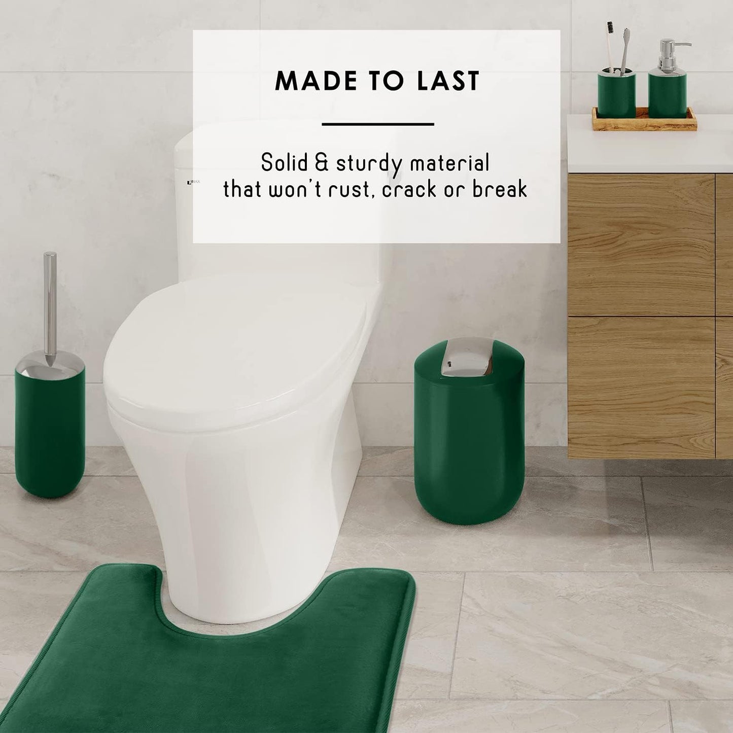 Clara Clark Bathroom Set - Gray Bathroom Accessories Set, Bathroom Sets with Shower Curtain and Rugs, 23PC Shower Curtain Set with Liner, Soap Dispenser, Soap Dish, Toilet Brush Holder, and Trash Can