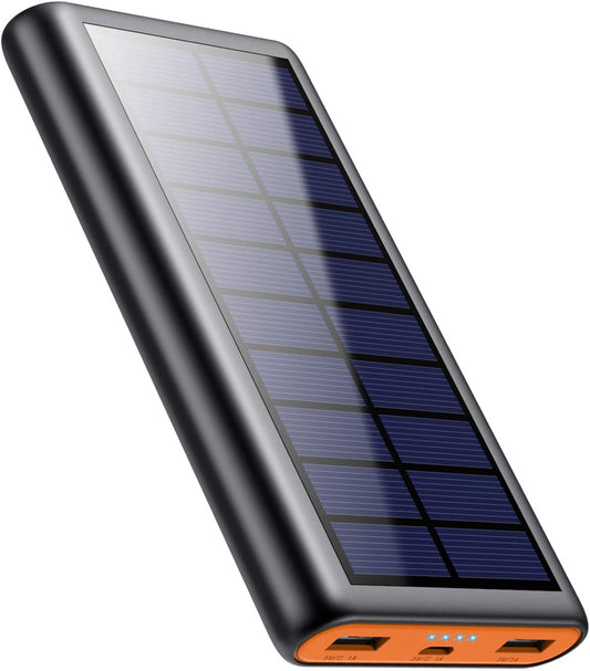 Solar Charger,26800mAh Solar Battery Power Bank Portable Panel Charger with LEDs and 2 USB Output Ports External Battery Pack for Camping Outdoor for Smartphone, Tablet and Android Cellphone