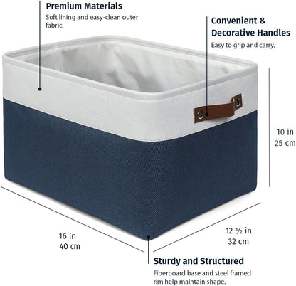 OrganiHaus Large Fabric Storage Baskets for Shelves 3 Pack, 15x11in Closet Storage Bins for Shelves, Cloth Baskets, Fabric Storage Cubes, Linen Closet Organizers, Fabric Basket, White Basket