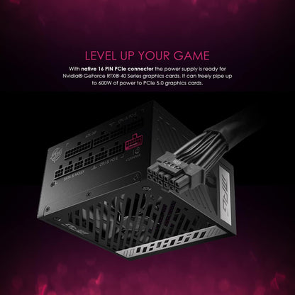 MSI MPG A1250GS PCIE5, 80 Plus Gold Full Modular 1250W Power Supply, 12V-2x6 Cable, ATX 3.1 & PCIE 5.1 Ready