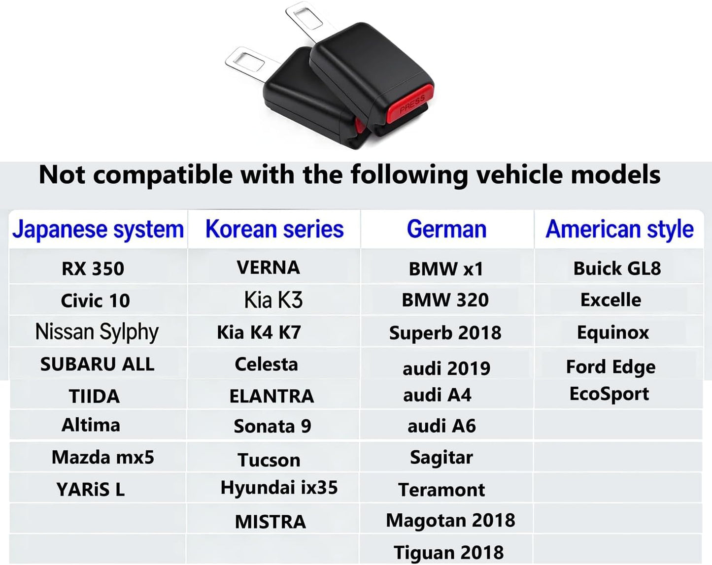 Universal Car Seat Belt Buckle Extension | Safety Seat Belt Extender Clip | ABS Plastic Seatbelt Adjuster | Easy Install Vehicle Seat Belt Extension | 2 Pack Comfort Belt Adapter