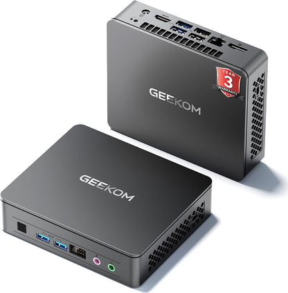 GEEKOM Air12 Mini PC(3-Year Quality Support) with 13th Gen Intel N150, 16GB DDR5 RAM 512GB M.2 2280 NVMe Gen3*4 SSD, Mini Desktop Computer, 4K Dual Display/HDMI2.0/DP 1.4/WiFi6/BT5.2/SD Slot