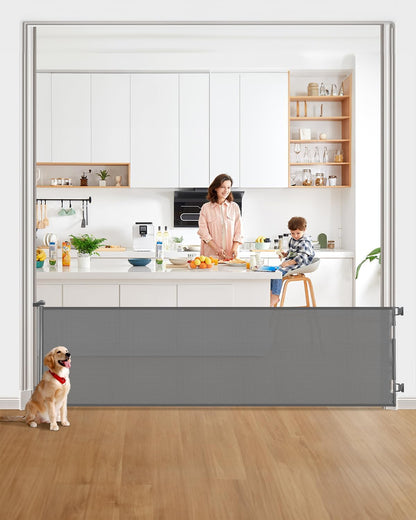 DEAR LOV Retractable Baby Gate, 33" Tall, Extends up to 71" Wide,Safety Mesh Baby Gate or Dog Gate for Doorways,Stairs,Hallways.Extra Wide Gate,Indoor/Outdoor(33"x71",Grey)