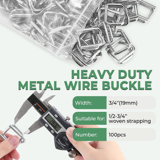 Flyrivergo 3/4" Heavy Duty Metal Wire Buckle for Woven Cord Strapping 100 Pack (Pack of 100) - PuriLite