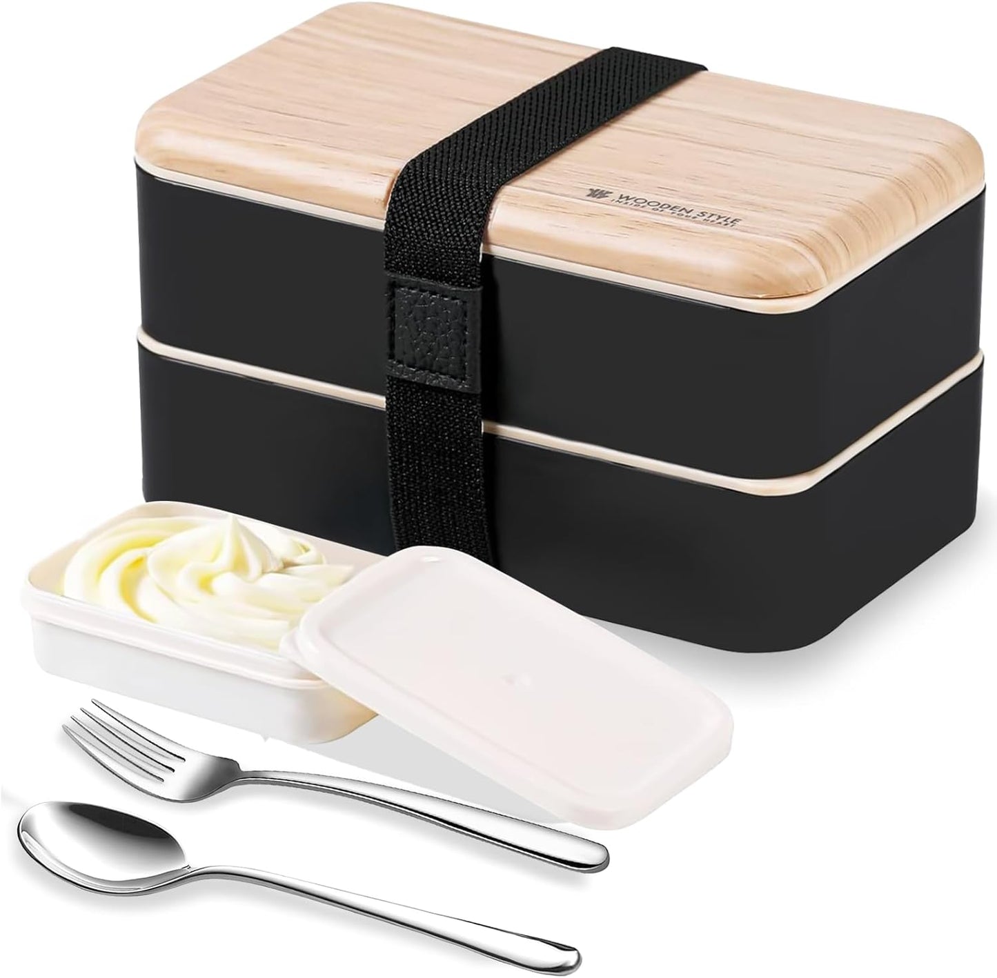 Original Bento Box Lunch Boxes Container Bundle Divider Japanese Style with Stainless Steel Utensils Spoon and Fork (Pink)