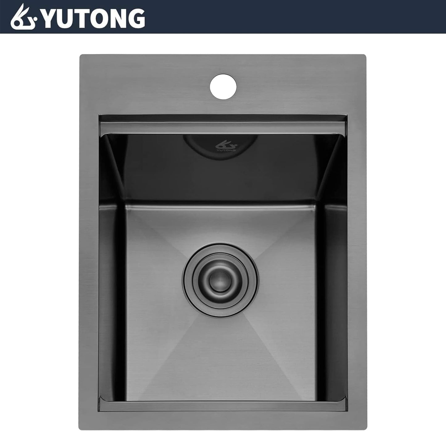 Yutong 16" x 20" Top-Mount/Drop in SS304 Stainless Steel Kitchen Black Sink Single Bowl Without Grid