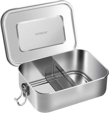 UPTRUST Leak Proof Stainless Steel Bento Lunch Container, (47OZ/1400ML) Metal Bento Lunch Box for Kids or Adults, 3 Compartment Packing Box for Work Lunch