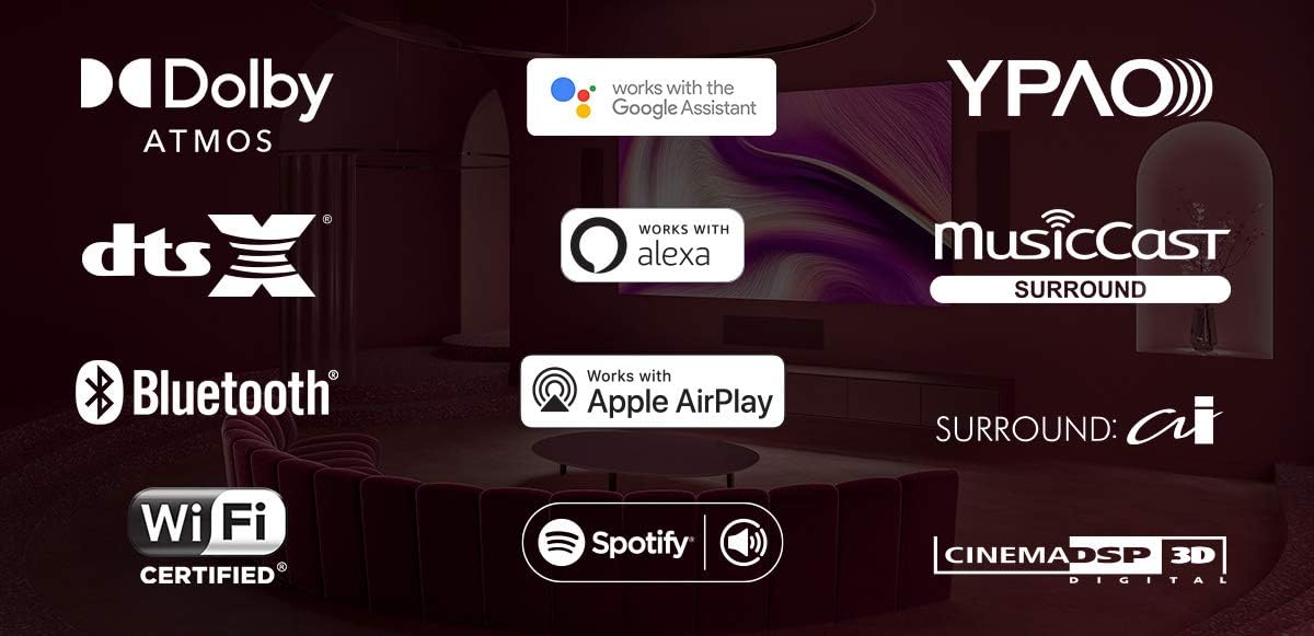 Yamaha RX-A2A AVENTAGE Home Theatre Receiver, 7.2 Channel, 4K/120Hz and Dolby Atmos Capable, Built-in USB Port with WiFi, MusicCast and Amazon Alexa Capable