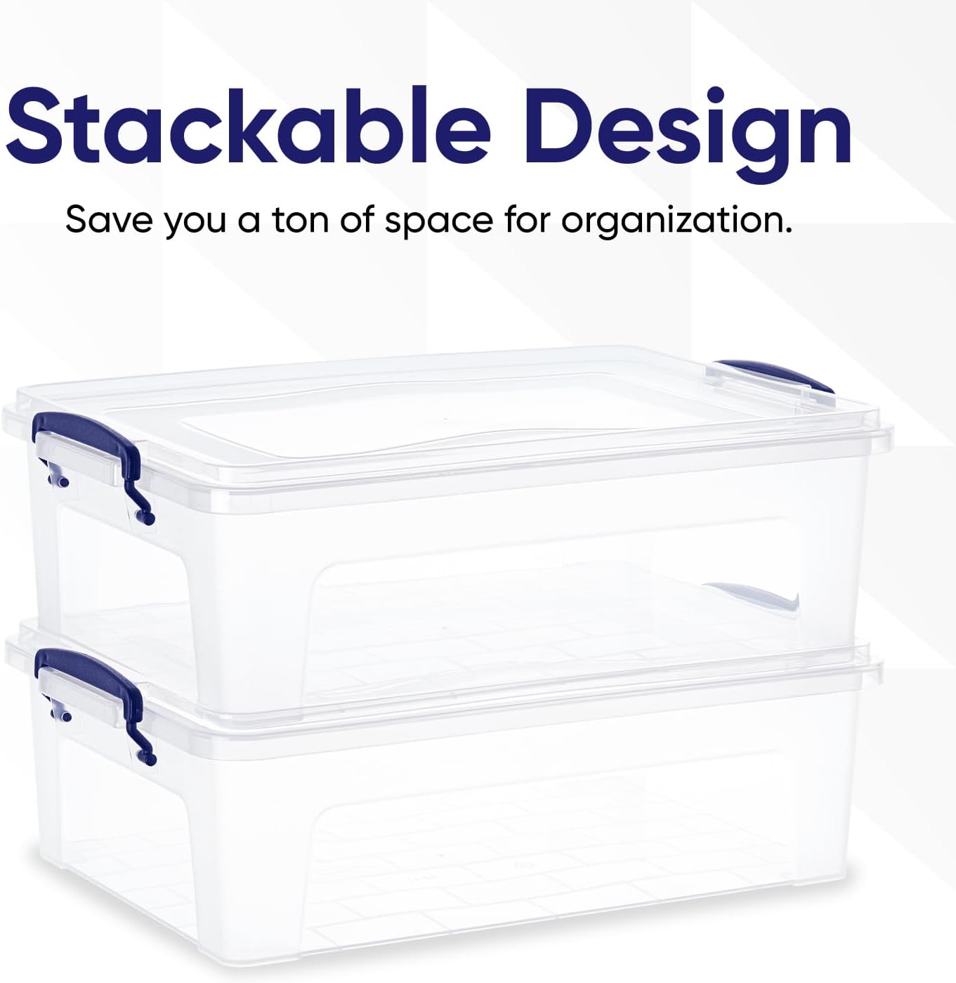 Superio Storage Bins with Lids- 3 Pack, 1.85 Qt Clear Boxes for Organizing, Stackable Plastic Containers- BPA Free, Non-Toxic, Odor Free, Organizer for Home, Office, Dorm