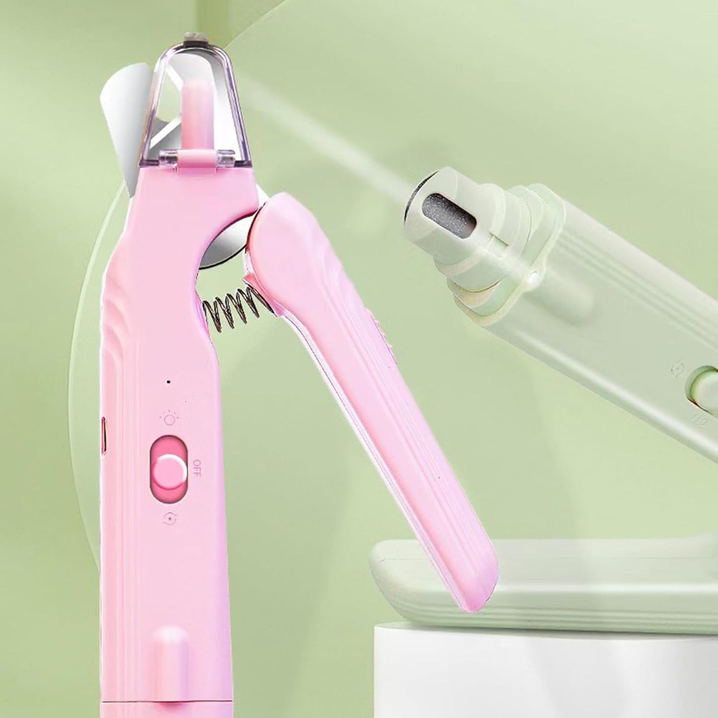 Pupnourish Nail Trimmer, Pupnourish Nail Clippers, 2 in 1 Rechargeable Electric Nail Clipper and Grinder with Light, Safe and Precise Dog & Cat Nail Grooming Tool (Green)