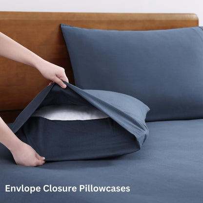 Lane Linen 100% Organic Cotton Queen Sheet Set, 4-Piece Percale Bed Sheets for Queen Bed - Soft, Breathable, Hypoallergenic, Deep Pocket Fits Mattress Up to 15" Deep, Hotel Quality Sheets - White