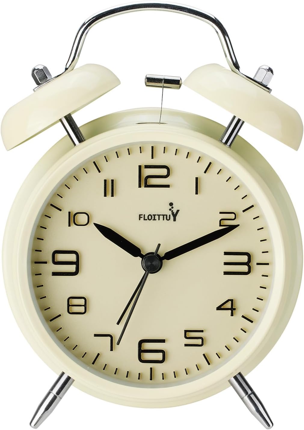 FLOITTUY (Loud Alarm for Deep Sleepers) 4'' Twin Bell Alarm Clock with Backlight for Bedroom and Home Decoration(Black)
