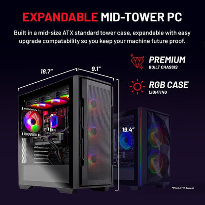 Skytech Shadow Gaming PC, Intel i5 13400F 2.5 GHz (4.6GHz Turbo Boost), NVIDIA RTX 4060 8GB GDDR6X, 1TB NVME, 32GB DDR5 RAM 5200 RGB, 650W Gold PSU, Wi-Fi, Win 11 Home