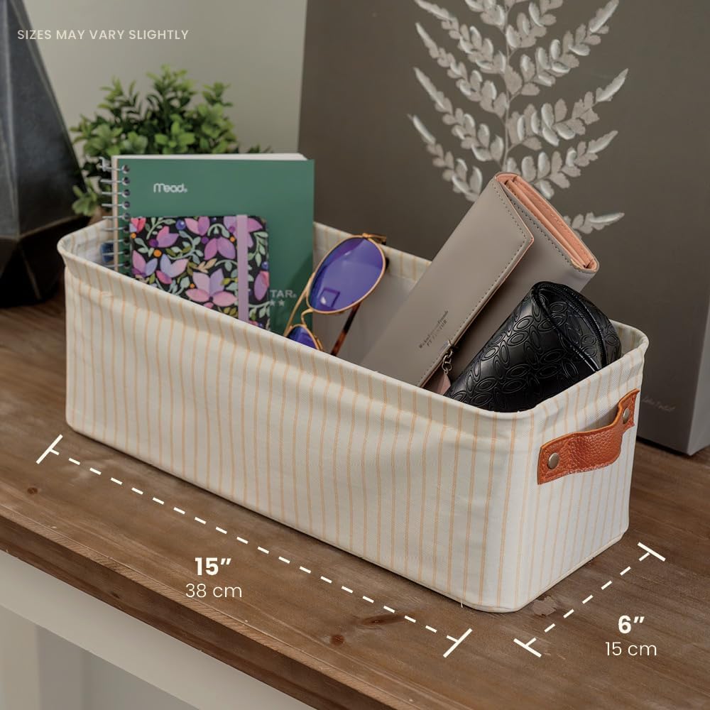 OrganiHaus Large Fabric Storage Baskets for Shelves 3 Pack, 15x11in Closet Storage Bins for Shelves, Cloth Baskets, Fabric Storage Cubes, Linen Closet Organizers, Fabric Basket, White Basket