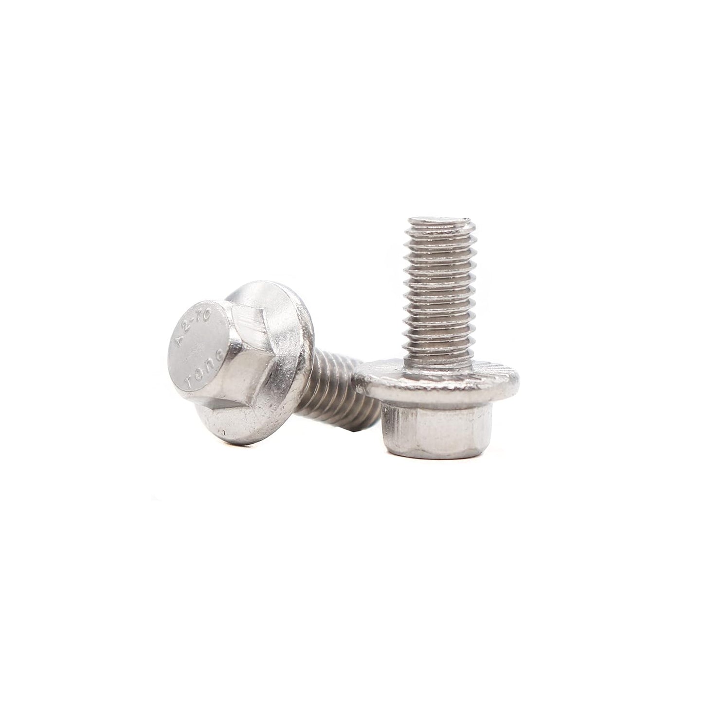 binifiMux 4pcs M10-1.25 x 70mm Serrated Flanged Hex Bolts Flange Hexagon Screws, Stainless Steel 18-8 (304), Plain Finish, DIN 6921