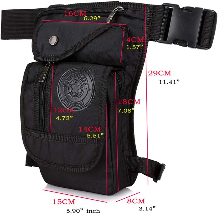 Motorcycle Drop Leg Bag Nylon Waist Pack for Men Women Travel Hiking Tactical Cycling Bike Ride Riding Crossbody Shoulder Fanny Pouch