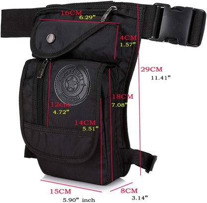 Motorcycle Drop Leg Bag Nylon Waist Pack for Men Women Travel Hiking Tactical Cycling Bike Ride Riding Crossbody Shoulder Fanny Pouch
