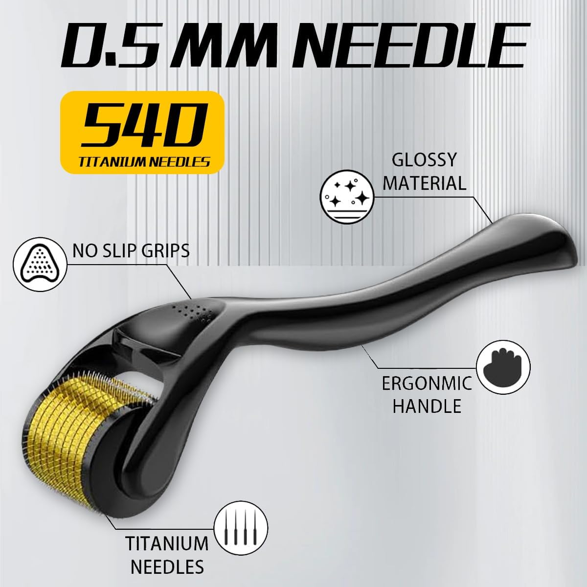 Microneedling Roller, 2Pack Derma Roller 0.5MM & 1MM for Women and Men, 540 Titanium Derma Roller for Hair Beard Facial Skin Face