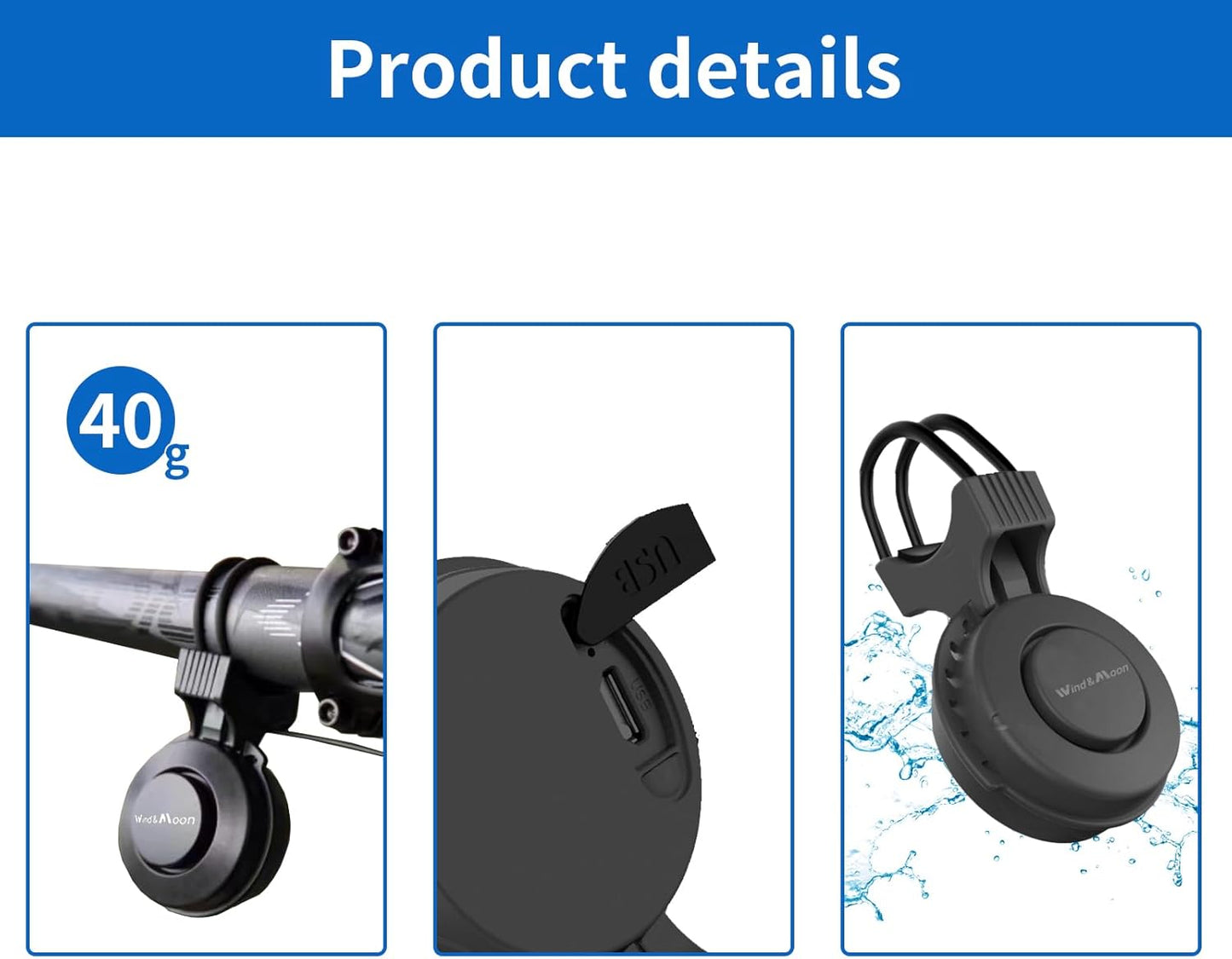 YOUNGFLY Electric Bike Horn Bicycle Bell, 120db Electronic Bicycle Horn with USB Waterproof Plug 4 Sound Modes, for Kids Boys Adults Mountain Bike Accessories