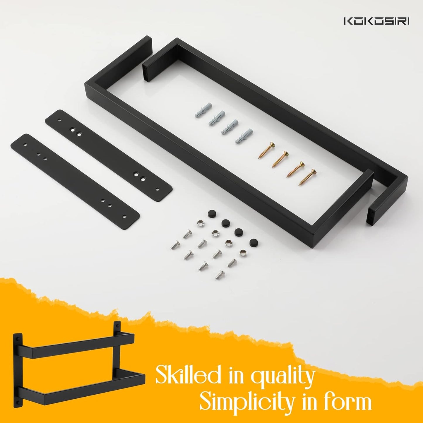 KOKOSIRI Towel Bars Black Bath Towel Holders 20 Inches Bathroom 2-Tiers Ladder Towel Rails Wall Mounted Towels Shelves Rack Stainless Steel, B5008BK-L20