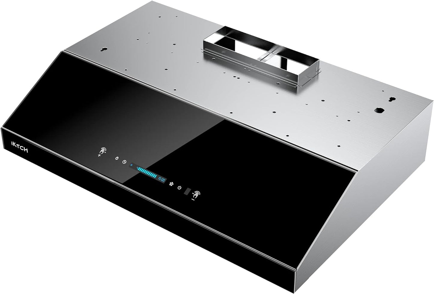 IKTCH Upgrated 30"Under Cabinet Range Hood, 900 CFM Ducted Range Hood with 4 Speed Fan, Stainless Steel & Black Tempered Glass Range Hood 30 inch with Gesture Sensing&Touch Control Making life Smarter
