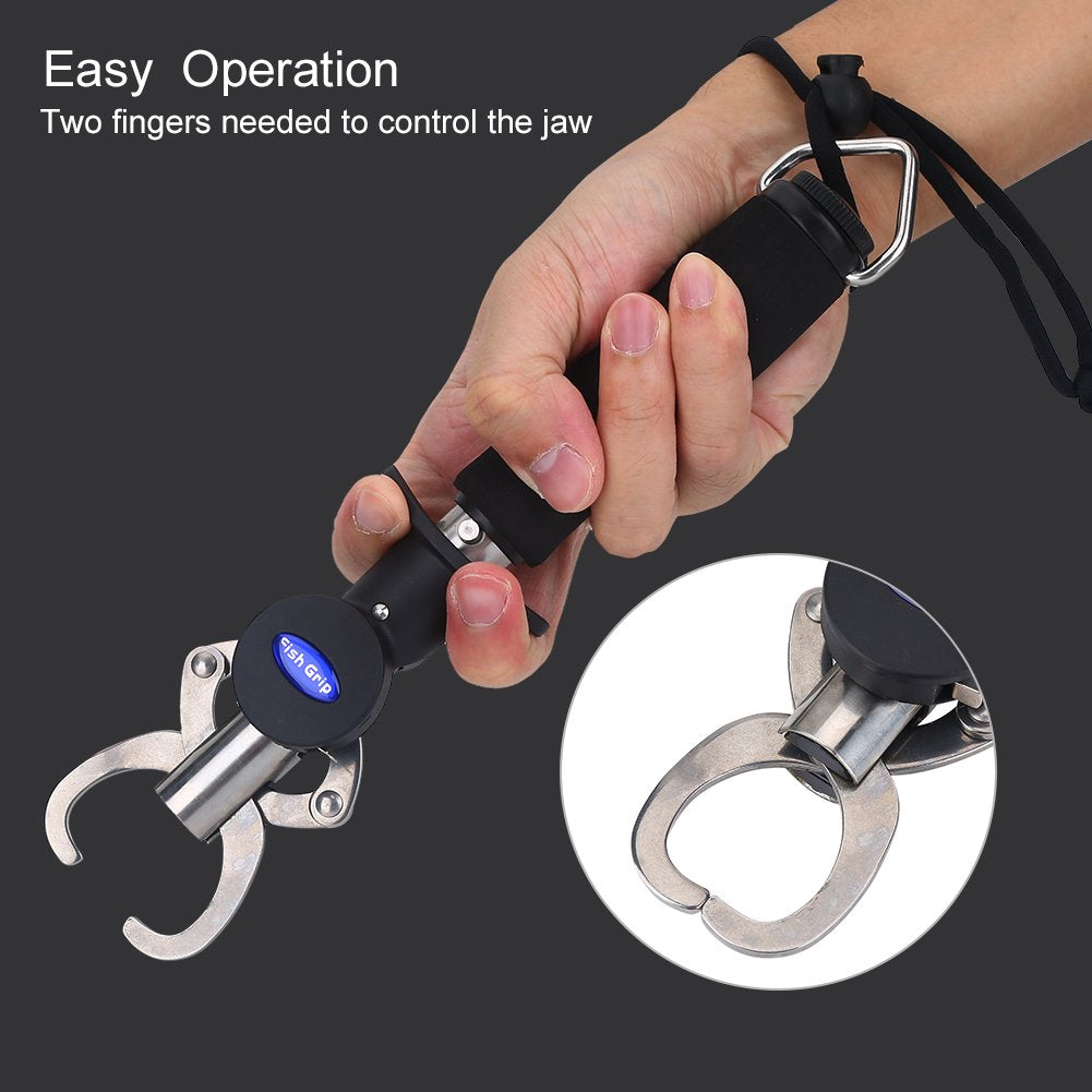 Fishing Gripper Fish Lip Grip Fish Grabber Fish Holder with 1M Tape Measure 15KG Weighting Scale Fishing Tackle Tool with Weight Scale