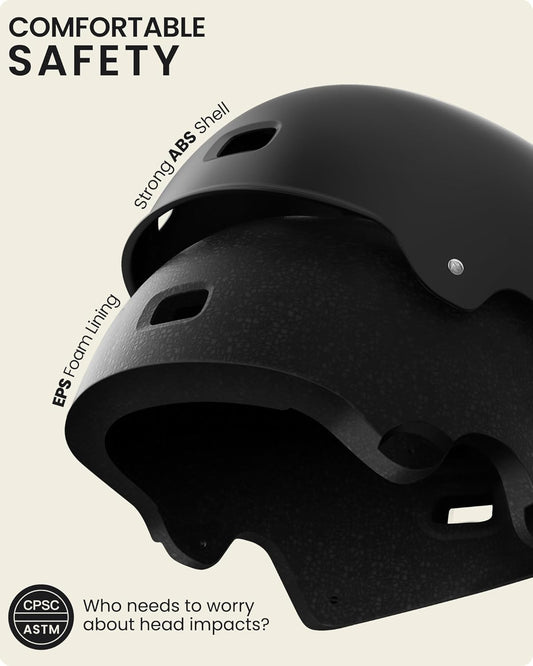 OutdoorMaster Skateboard Cycling Helmet - Two Removable Liners Ventilation Multi-Sport Scooter Roller Skate Inline Skating Rollerblading for Kids, Youth & Adults - PuriLite