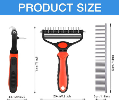 Spring Blossoms-2 in 1 Professional Grooming Rake for Cats & Dogs-Dematting Comb for Easy Mats & Tangles Removing,Pet Brush Safe No More Nasty Shedding and Flying Hair (Orange)