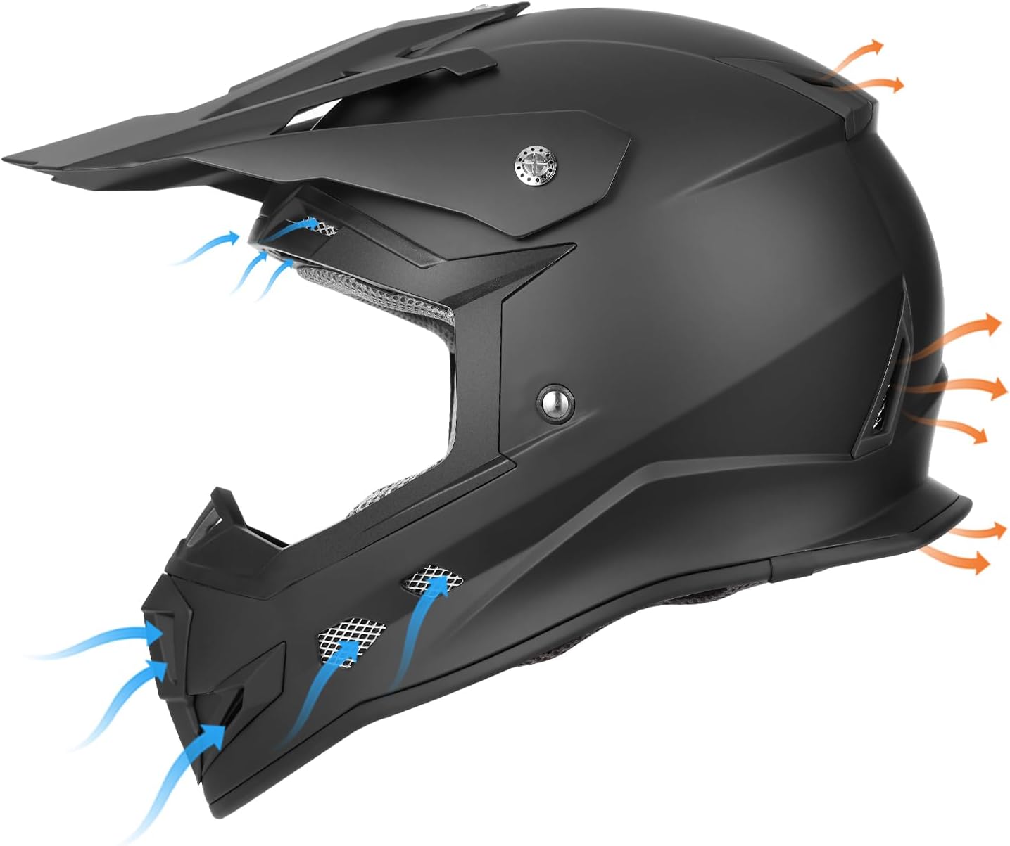 GLX GX23 Dirt Bike Off-Road Motocross ATV Motorcycle Helmet for Men Women, DOT Approved (Matte Black, Large)