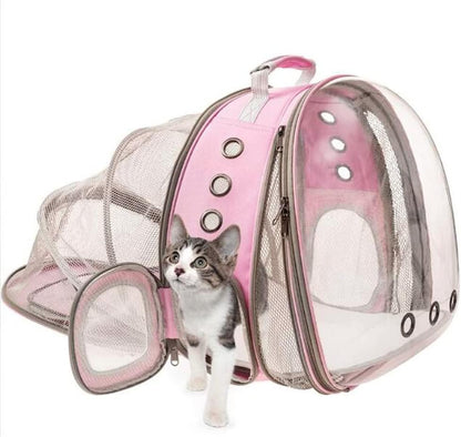Cat Backpack Carrier Pet Dog Expandable Carriers Bag with Space Capsule Clear Bubble Window for Kitten Small Puppy and Bunny Cats Travel Hiking Walking Outdoor Use