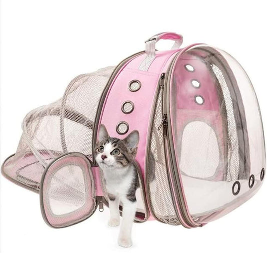Cat Backpack Carrier Pet Dog Expandable Carriers Bag with Space Capsule Clear Bubble Window for Kitten Small Puppy and Bunny Cats Travel Hiking Walking Outdoor Use