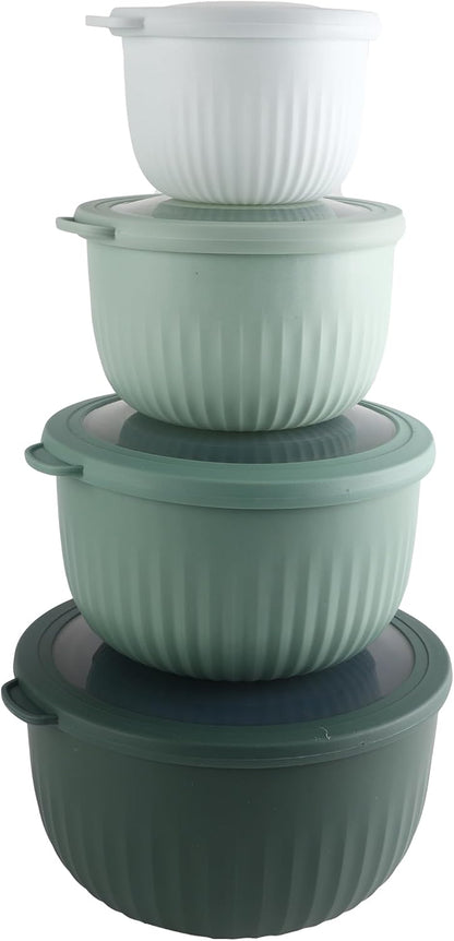COOK WITH COLOR Prep Bowls with Lids- 8 Piece Nesting Plastic Small Mixing Bowl Set with Lids (Teal Ombre)