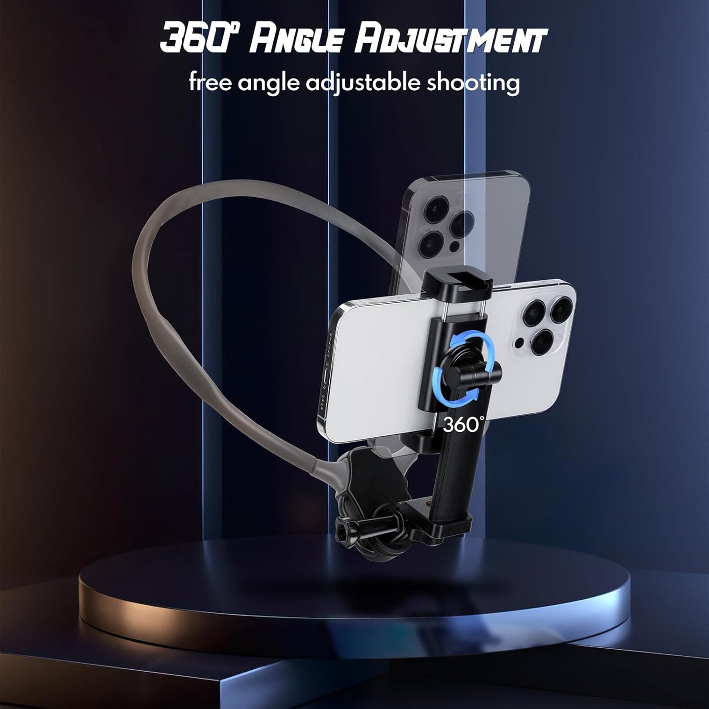 Neck Phone Holder Laelr Hand Free Phone Neck Holder Chest Mount for Recording Neck Mount for Phones Compatible with iPhone 16/15/14/13/12 Seires Android GoPro Insta360 DJI and Action Cameras POV/VLOG