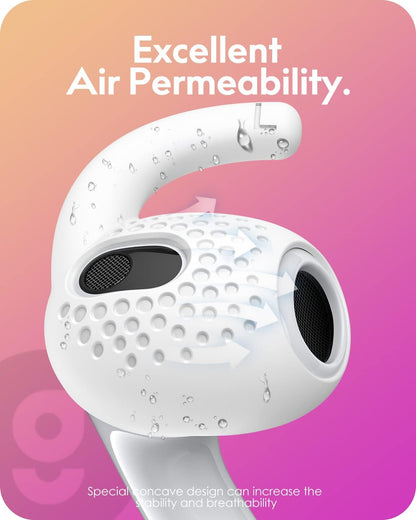 Gcioii 3 Pairs Ear Hooks Covers for AirPods Pro 2 [Added Storage Pouch] Anti-Slip Accessories Compatible with Apple AirPods Pro 2nd Generation (White)