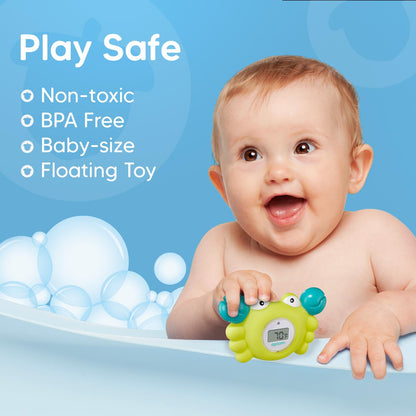 Aycorn Digital Baby Bath Thermometer Baby Safety - Celsius Water Temperature Thermometer & Room Thermometer with LED Display and Temperature Warning - Infant Baby Bath Toys Floating Toy Thermometer