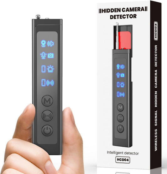 6monk Hidden Camera Detectors, Portable RF Wireless Scanner Hidden Detector, GPS Tracker Detector, 2-in-1 Camera Detector with LED Light for Bathroom, Hotel, Travel,6 Levels Sensitivity