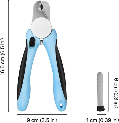 Flexzion Dog Nail Clippers Cat Nail Trimmer, Toe Claw Scissor Grooming Tool with Stainless Steel Blades, File Easy Grip Handle Safety Guard Avoid Overcutting for Small Medium Large Breed Puppy, Pink