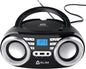 KLIM B3 Portable CD Player Boombox with FM Radio, Bluetooth, USB, AUX, and FM Radio Dual Speakers, EQ Sound Effects, 20 Preset Stations, Compact and Lightweight - Black No RGB