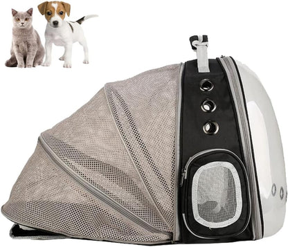 Cat Backpack Carrier Pet Dog Expandable Carriers Bag with Space Capsule Clear Bubble Window for Kitten Small Puppy and Bunny Cats Travel Hiking Walking Outdoor Use