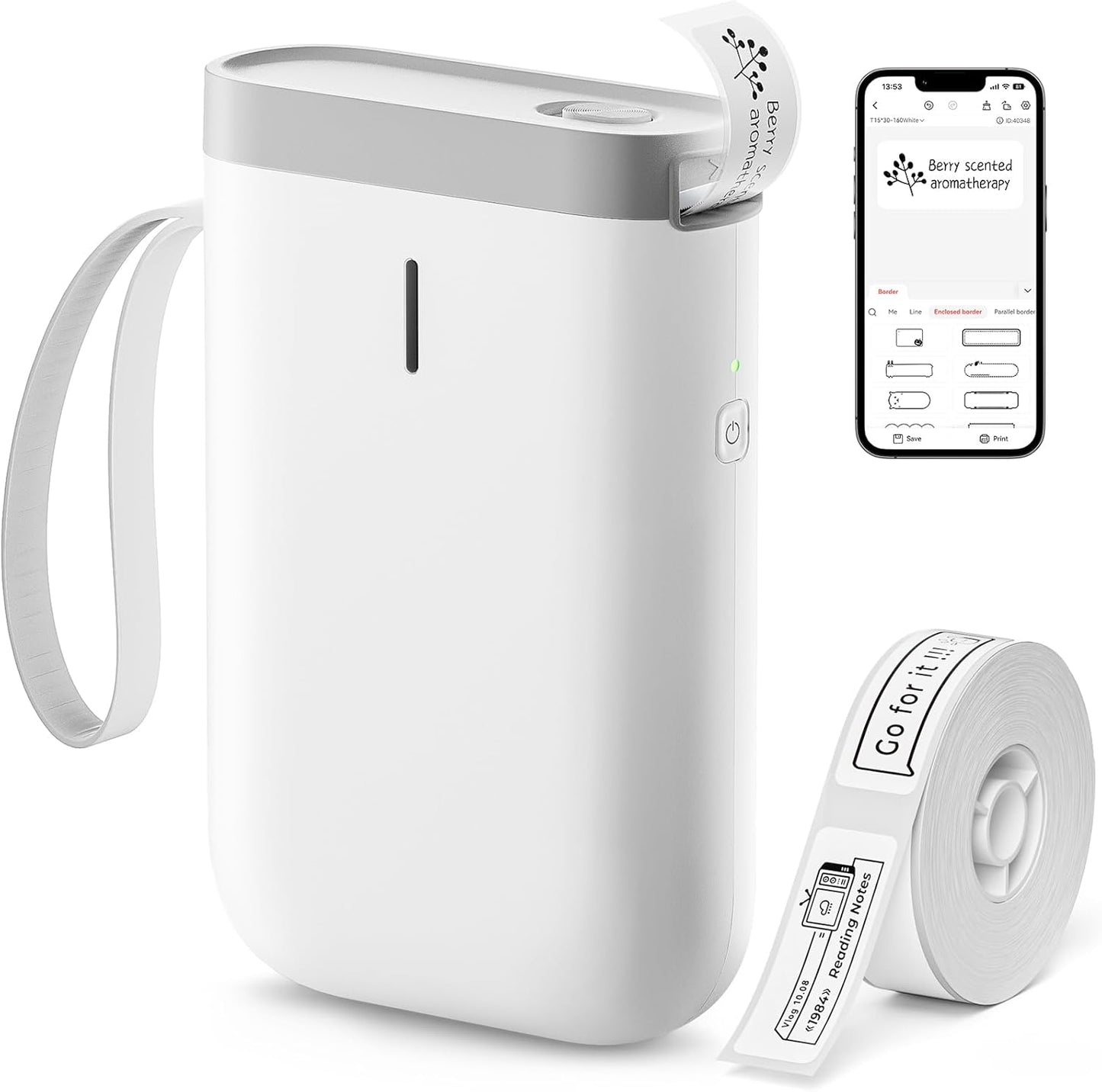 NIIMBOT D110 Mini Label Maker Machine with Tape(Pre-Cut Size 12x40mm), Portable Bluetooth Sticker Printer, Inkless Automatic Feeding One-Touch Custom Printing, Compatible with Phone Only