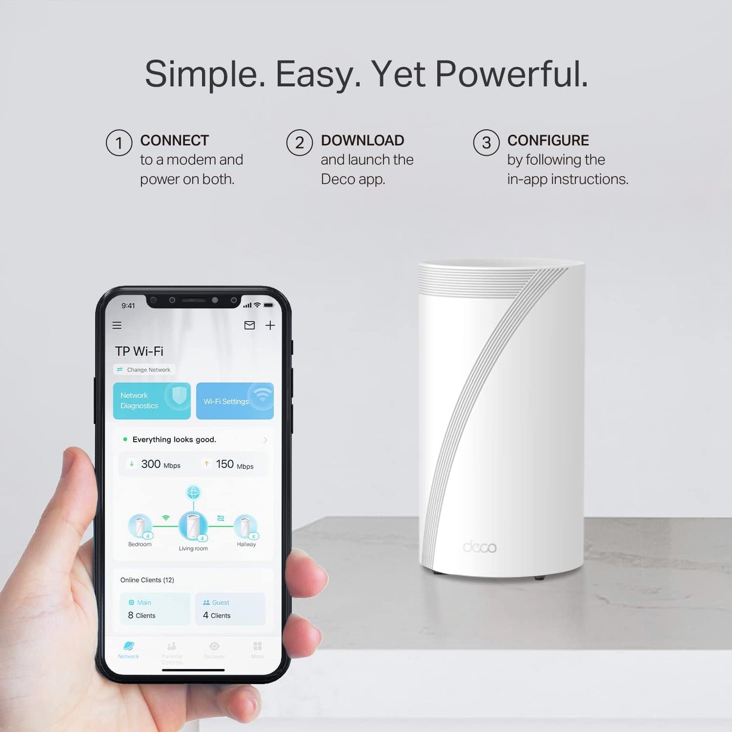 TP-Link Deco BE11000 Tri-Band WiFi 7 Mesh (Deco BE65 Pro) - 11 Gbps, 6 GHz/5 GHz/2.4 GHz Bands, 5 Gbps Ports, MLO, 320 MHz Channels, HomeShield, Universal Compatibility - 2-Pack