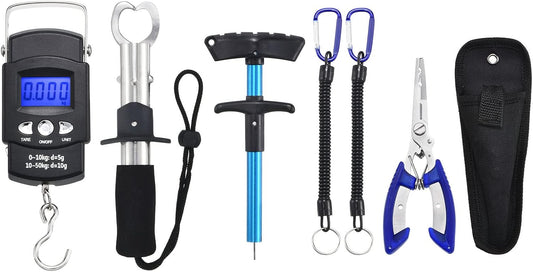 PATIKIL Hook Remover Tools Kit, Fishing Tool Kit With Plier, Lip Gripper, 110lb Digital Scale, Lanyard and Sleeve